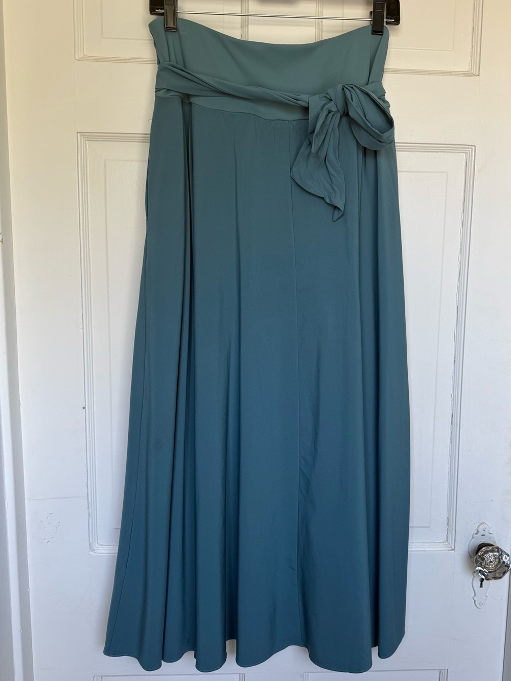 HALARA Teal Maxi Skirt with Waist Tie